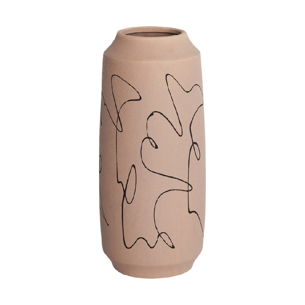 Vase en céramique décoratif pour la maison avec motifs abstraits - 10 x 10 x 25