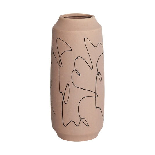 Vase en céramique décoratif pour la maison avec motifs abstraits - 10 x 10 x 25
