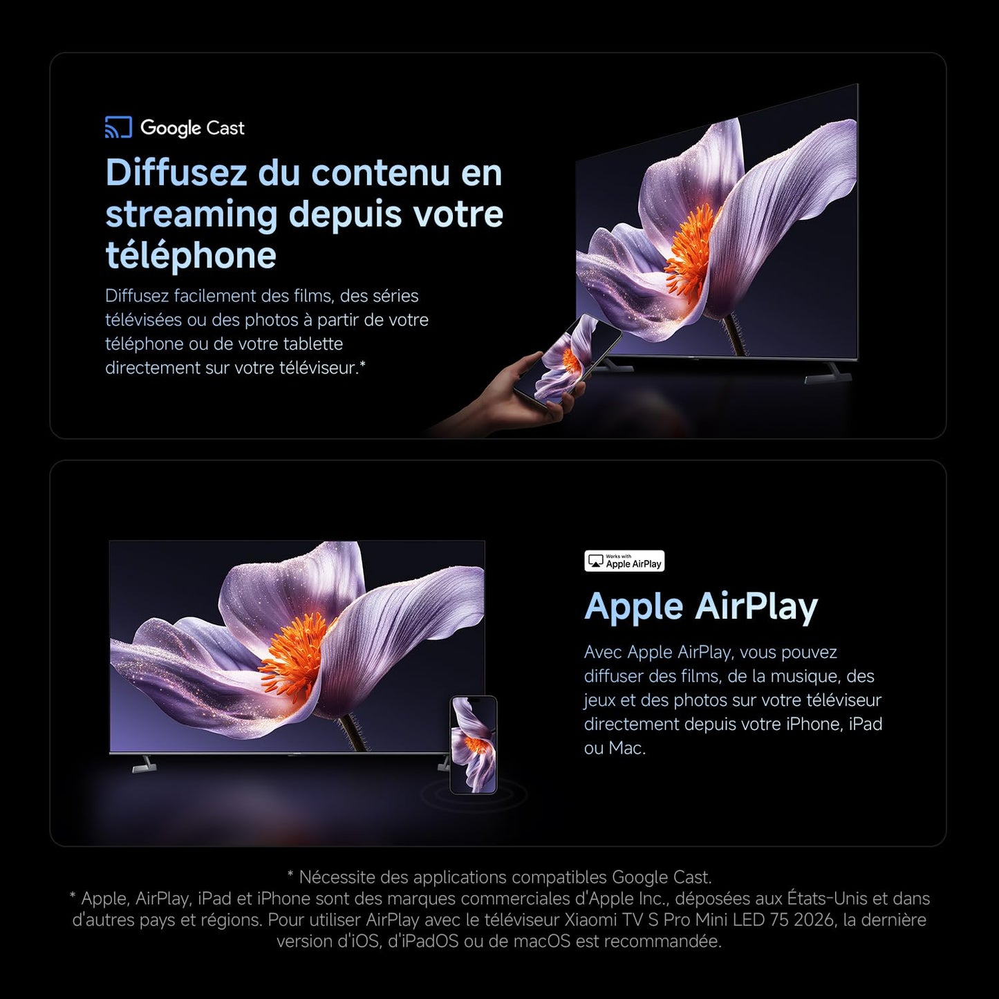 XIAOMI TV S Pro Mini LED 75, Smart TV, Dolby Vision, Dolby Atmos, QLED 4K, 144Hz, Google TV, HDR10+, Triple Tuner, DVB T2, MEMC, DTS-X, Harman AudioEFX, Prime Video, Google Assistant, AirPlay2