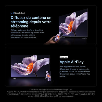 XIAOMI TV S Pro Mini LED 75, Smart TV, Dolby Vision, Dolby Atmos, QLED 4K, 144Hz, Google TV, HDR10+, Triple Tuner, DVB T2, MEMC, DTS-X, Harman AudioEFX, Prime Video, Google Assistant, AirPlay2